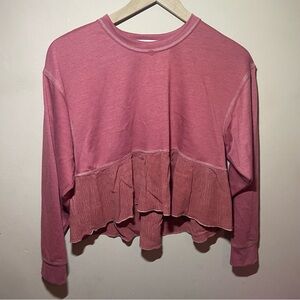 Altar'd State Dusty Rose Ruffle Hem Blouse